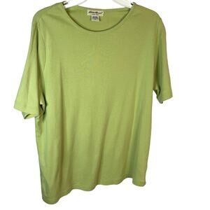Eddie Bauer 1X large Women Lime Green top 100% cotton